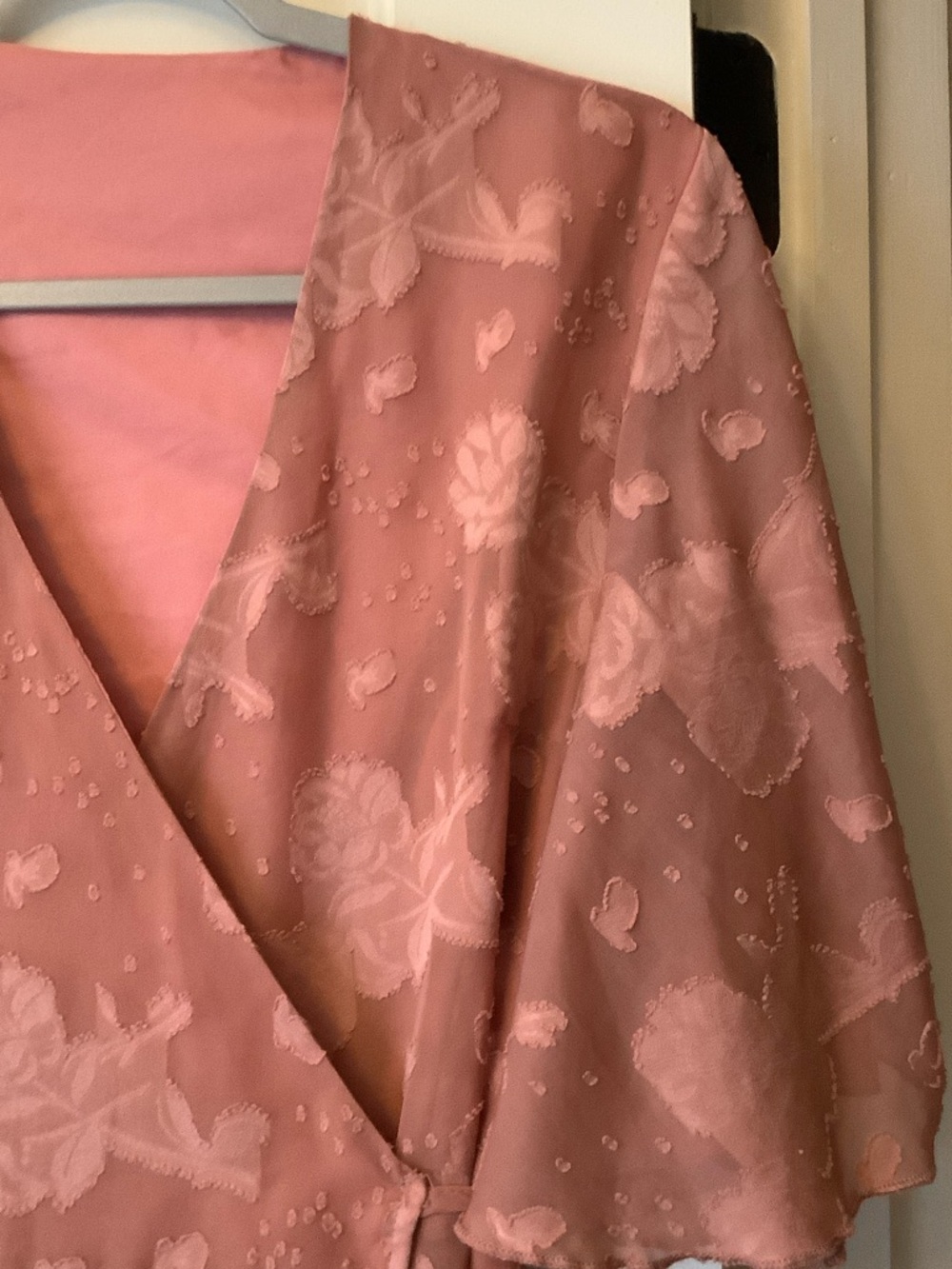 SHEIN Dusty Rose Jacquard Wrap Maxi Dress - Picture 4 of 7